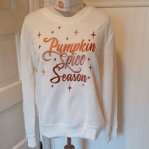 Pumpkin Spice Season White Sweatshirt Fall Halloween Thanksgiving